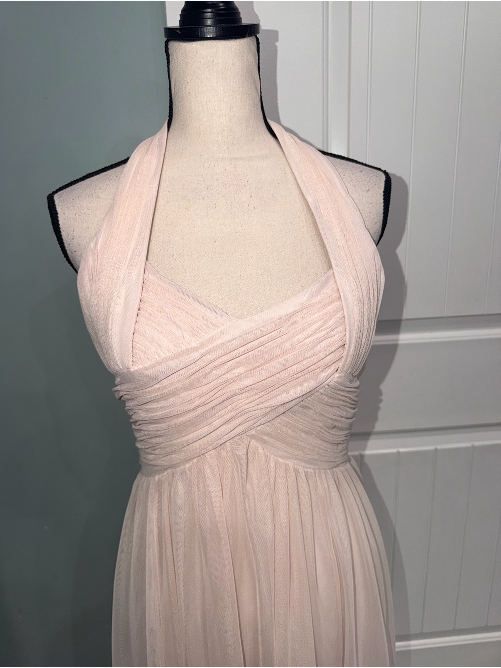 Calvin Klein ivory beige tulle halter neck fit and flare dress size 8 NWT - Picture 3 of 8